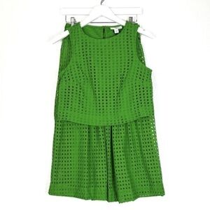 Girls Green Eyelet Sleeveless Dress
